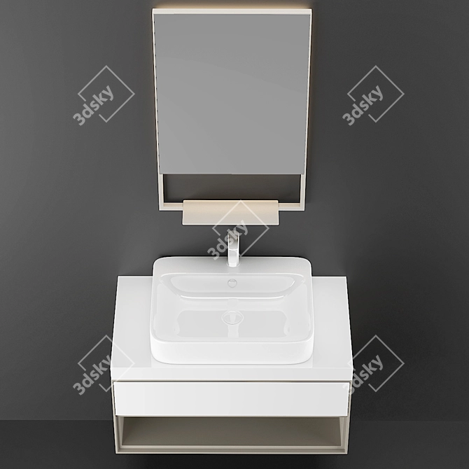 Sleek Modern Washbasin Cabinet 3D model image 3