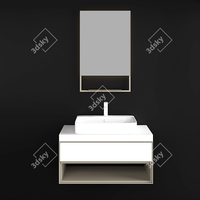 Sleek Modern Washbasin Cabinet 3D model image 4