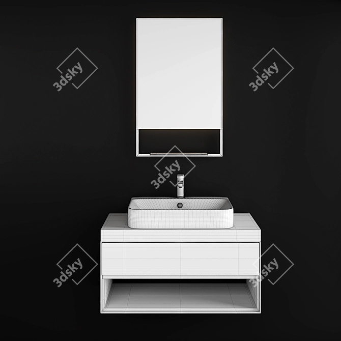 Sleek Modern Washbasin Cabinet 3D model image 5