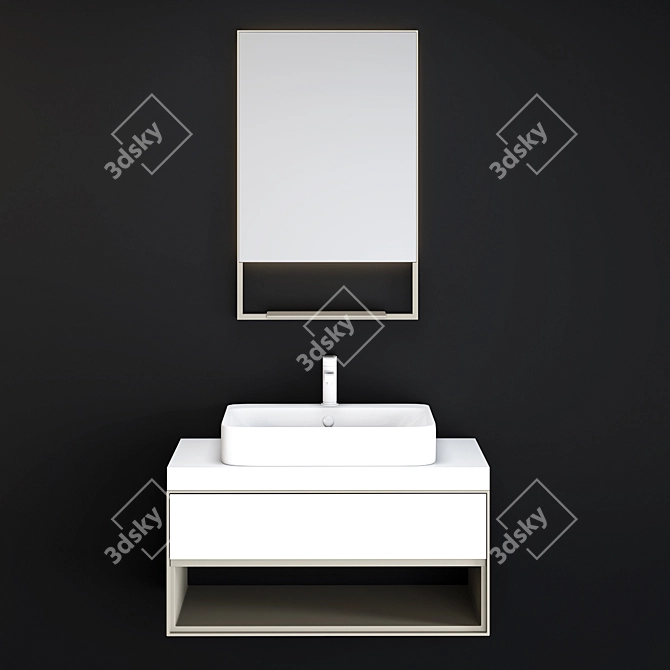 Sleek Modern Washbasin Cabinet 3D model image 6