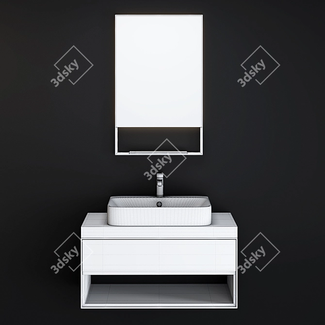 Sleek Modern Washbasin Cabinet 3D model image 7