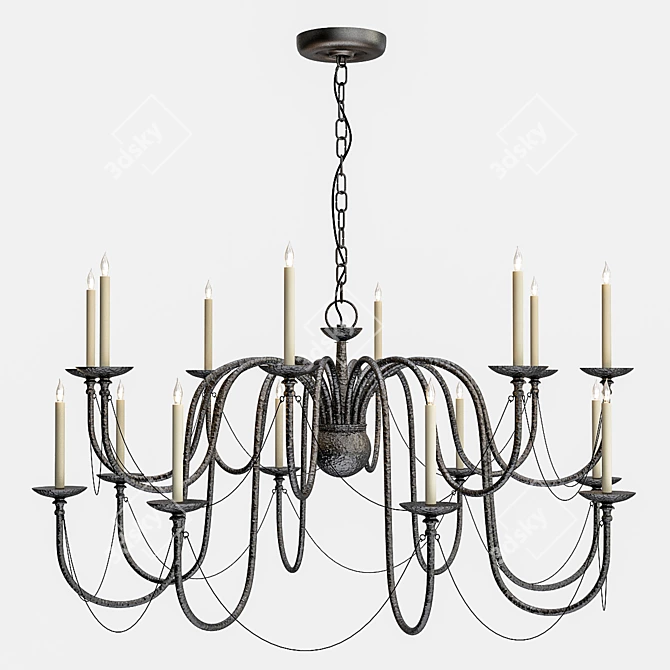 Elegant Mole Black Chandelier 3D model image 1