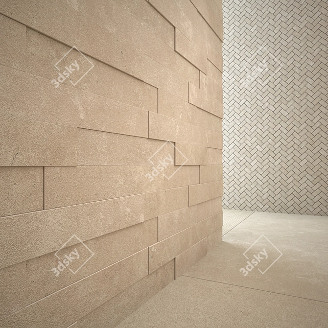 Italon Biege Stone Mosaic & Tile Set 3D model image 2