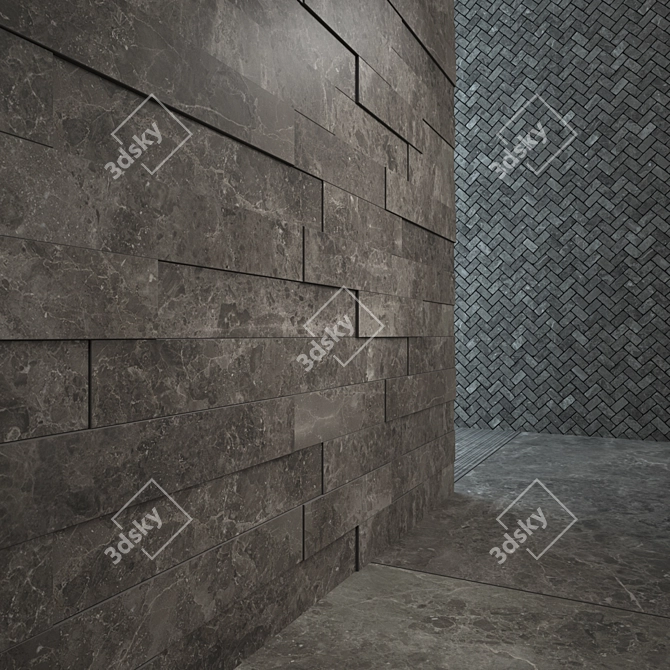 Italon Gray Stone Tile Set 3D model image 2