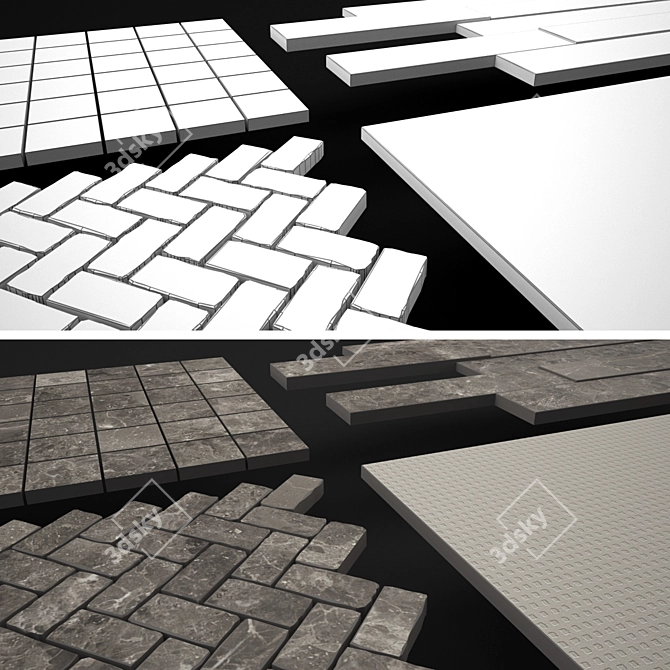 Italon Gray Stone Tile Set 3D model image 5