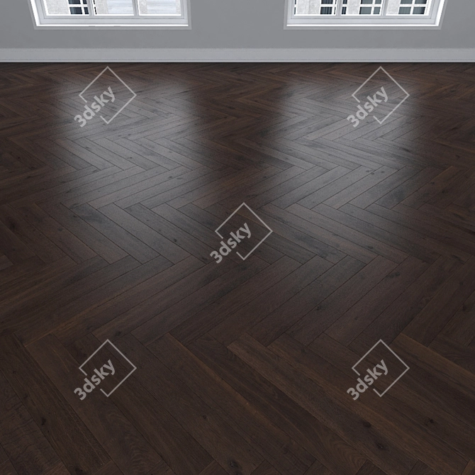 Dark Oak Parquet: Herringbone, Linear, Chevron 3D model image 3