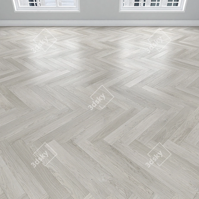 Title: Light Oak Parquet - Herringbone, Linear, Chevron 3D model image 3