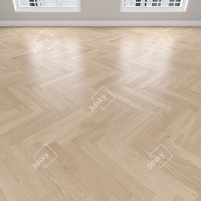 Cream Oak Parquet: Herringbone, Linear & Chevron 3D model image 3