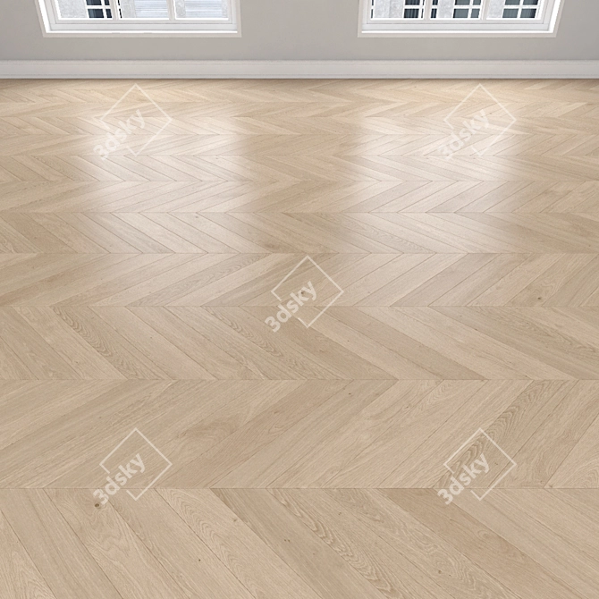 Cream Oak Parquet: Herringbone, Linear & Chevron 3D model image 4