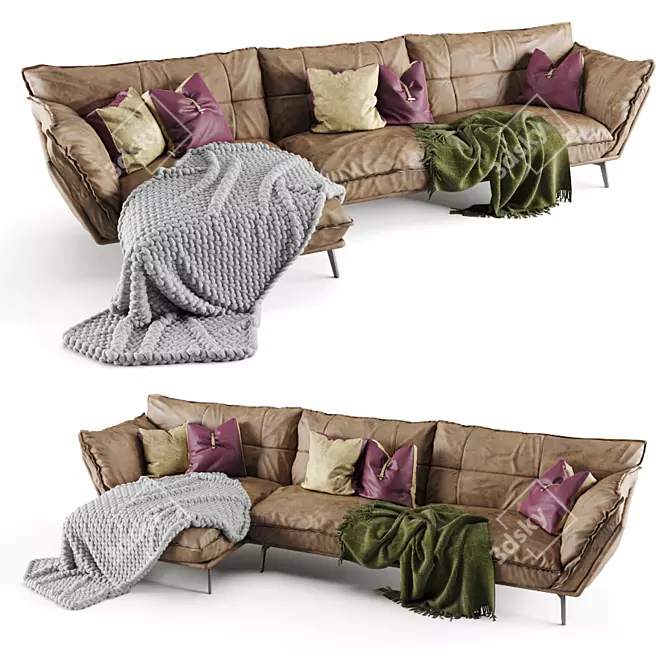 Plush Knit Pillow Sofa 3D model image 2