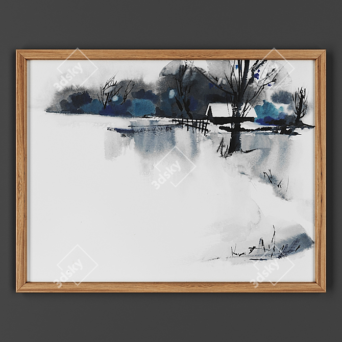 Wooden Frame Artwork 3D model image 1