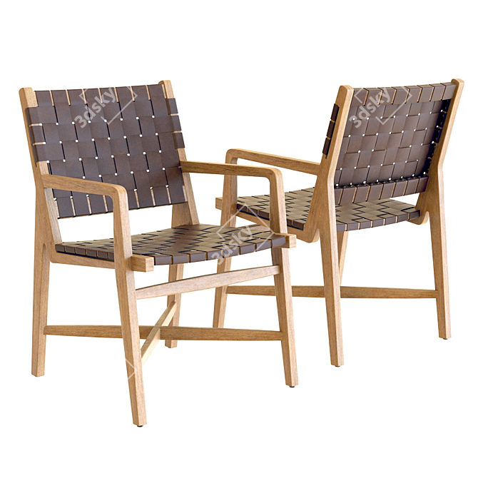 Luxurious Leather Arm Chair: Crate & Barrel Taj 3D model image 1