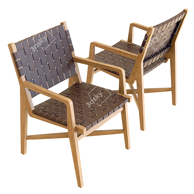 Luxurious Leather Arm Chair: Crate & Barrel Taj 3D model image 2