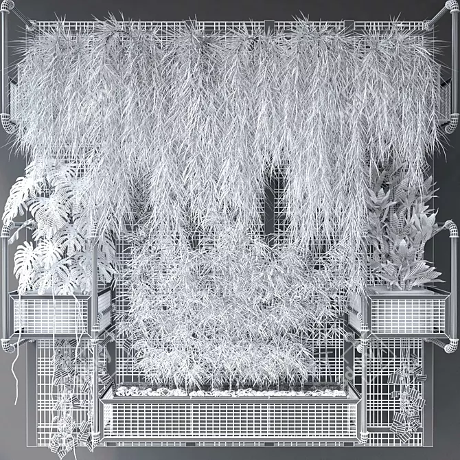Tropical Wall Grid Pot: Realistic Vertical Garden 3D model image 4
