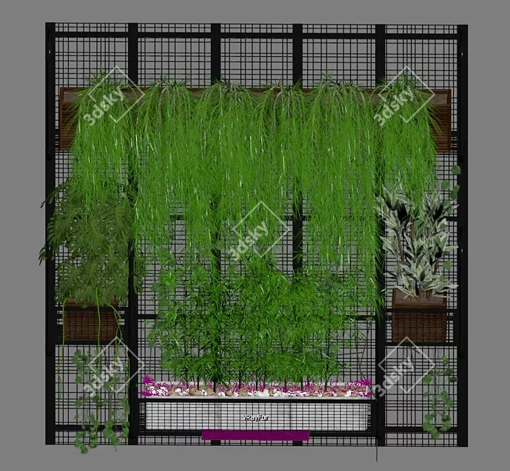 Tropical Wall Grid Pot: Realistic Vertical Garden 3D model image 5