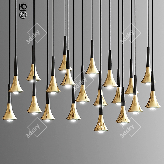 Rain Cluster Pendant Light: Stunning 14-Light Round Design 3D model image 1