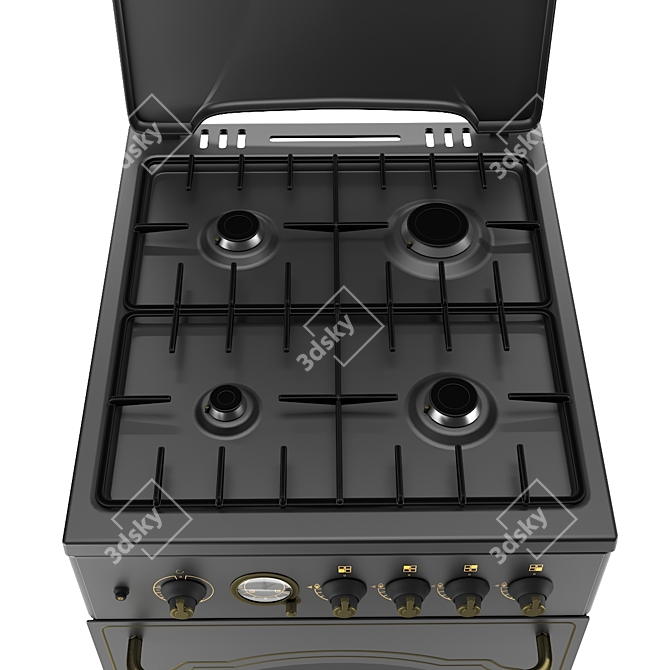 Gorenje Classico: Black Gas Range with Gas Oven & Lid 3D model image 2