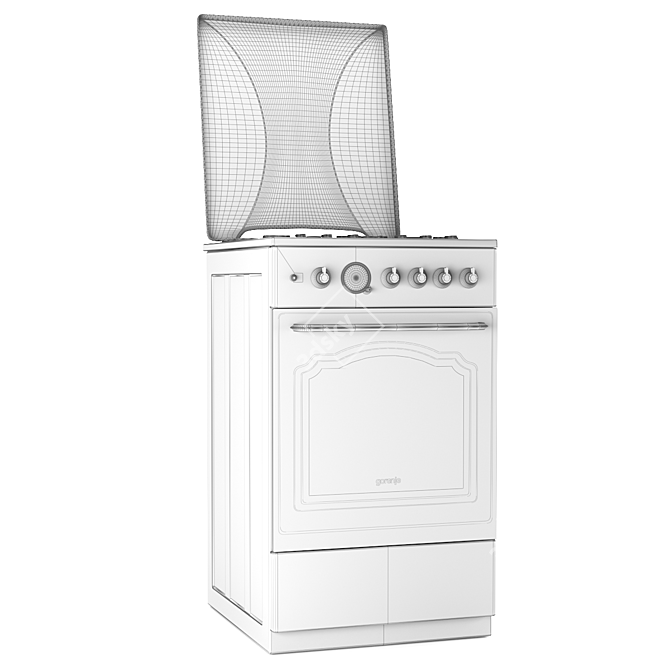 Gorenje Classico: Black Gas Range with Gas Oven & Lid 3D model image 3