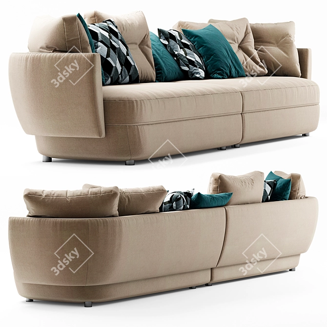 Ligne Roset Ipanema: Sleek Designer Sofa 3D model image 3