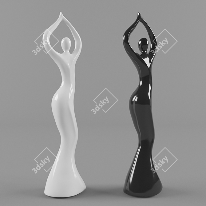 Elegant Ceramic Dancing Woman 3D model image 1