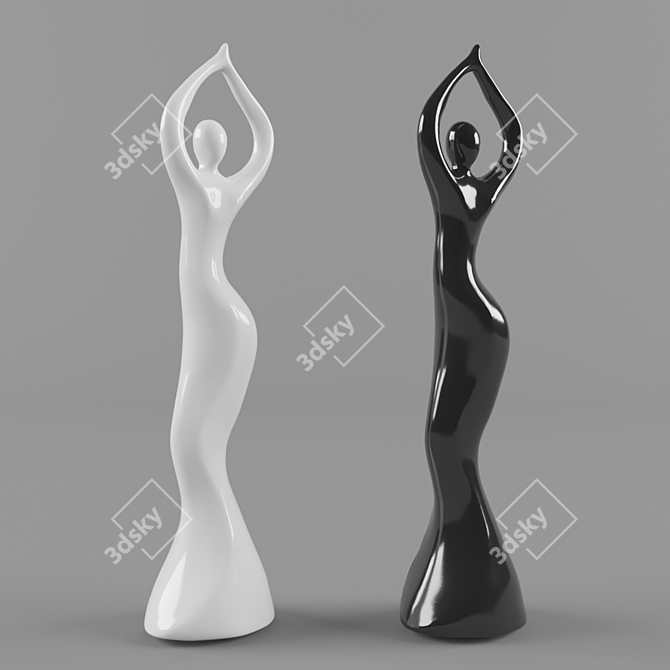 Elegant Ceramic Dancing Woman 3D model image 2