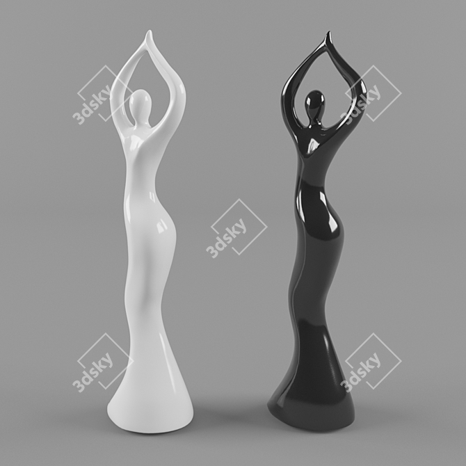 Elegant Ceramic Dancing Woman 3D model image 3