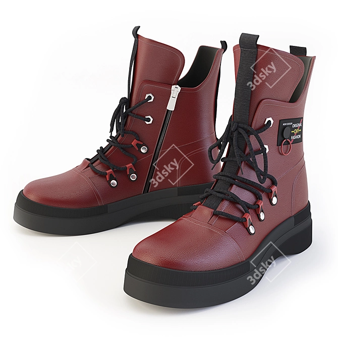 Stylish Men's Boots 3D model image 1