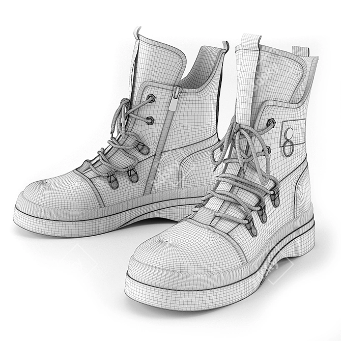 Stylish Men's Boots 3D model image 3