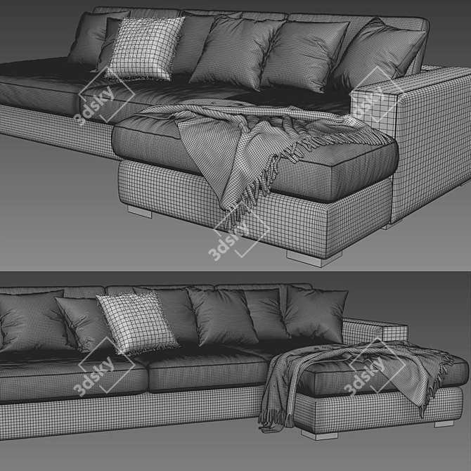 BoConcept Cenova 2 - Modern Chaise Longue Sofa 3D model image 3