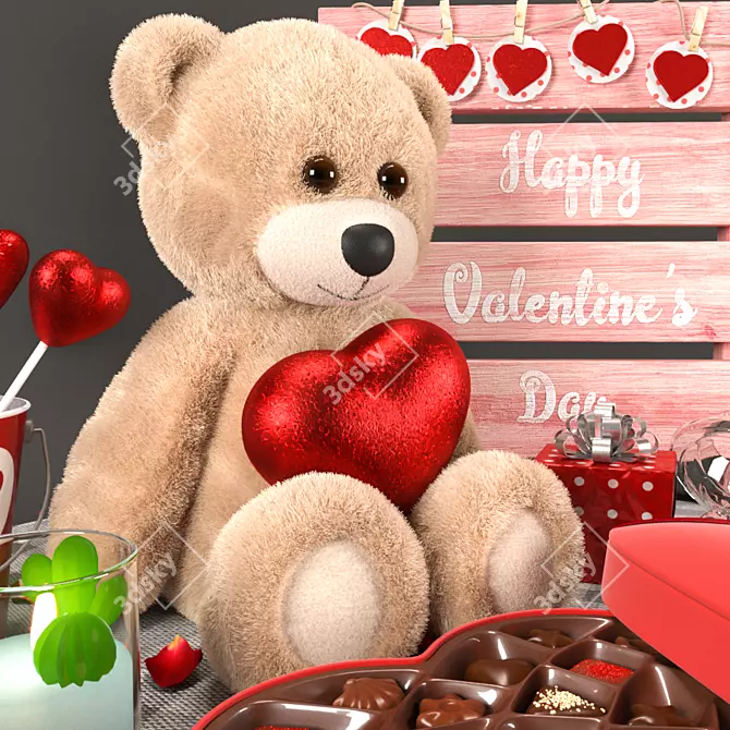 Romantic Valentine Decor Set 3D model image 2