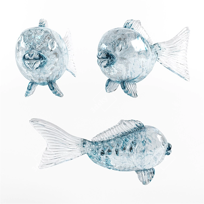 Elegant Glass Fish Figurine 3D model image 1