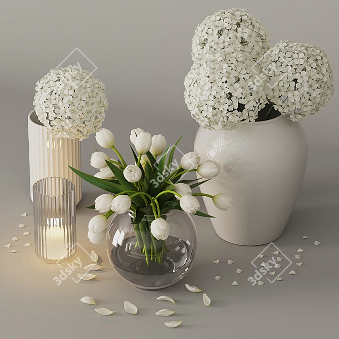 Blooming Beauty: Tulip and Hydrangea Decor Set 3D model image 2