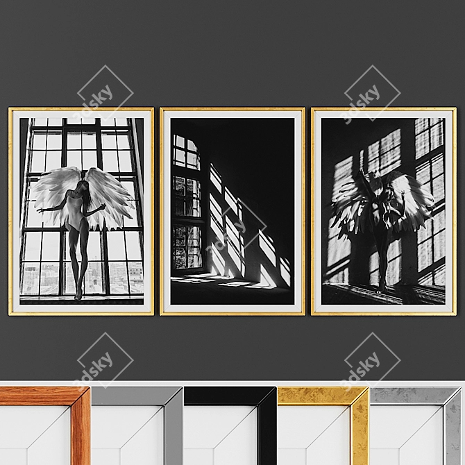 Elegant 3-Picture Frame Set 3D model image 1