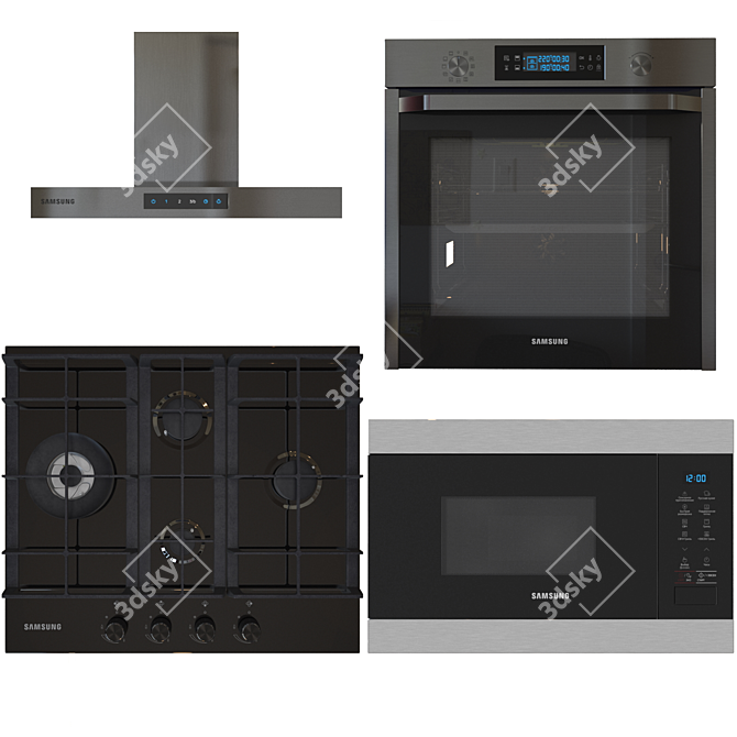 Samsung Kitchen Appliances Bundle 3D model image 1