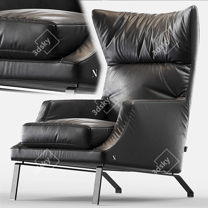 Stylish Leather Armchair 3D model image 1