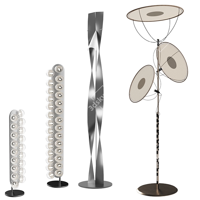 Elegant Floorlamp Trio Set 3D model image 1