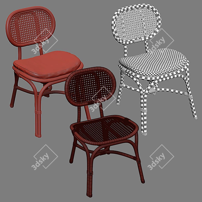 Rattan Marte Bistro Chair - Stylish and Sustainable 3D model image 4