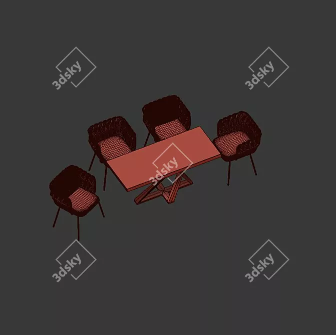 Modern 4Union Dining Set 3D model image 2