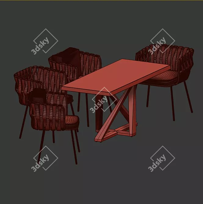 Modern 4Union Dining Set 3D model image 4