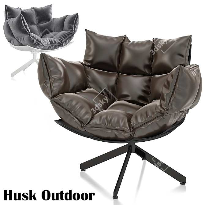 Outdoor Elegance: Husk Armchair 3D model image 1