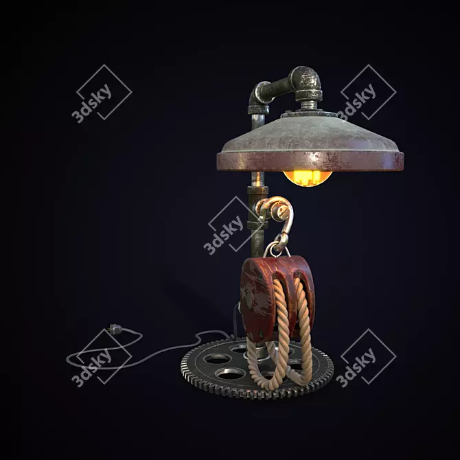 Industrial Steel Loft Lamp 3D model image 3