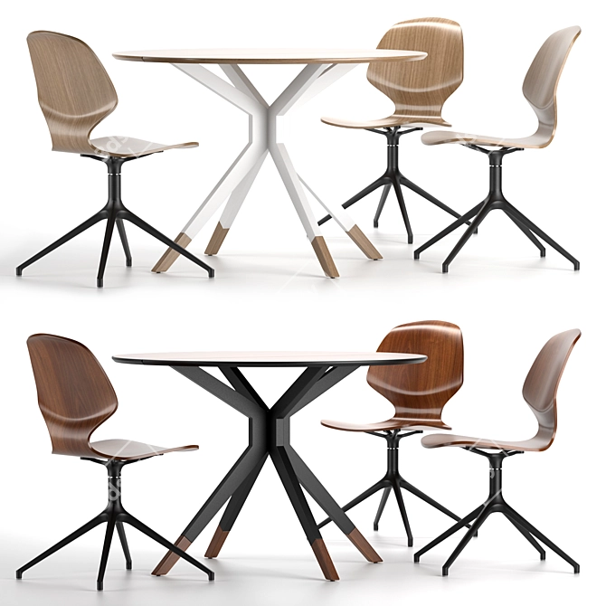 Contemporary Boconcept Florence Chair + Billund Table 3D model image 1