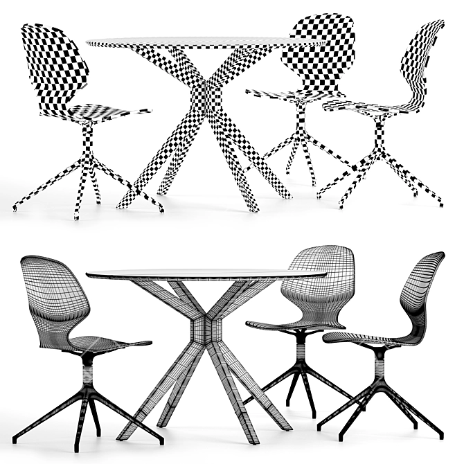 Contemporary Boconcept Florence Chair + Billund Table 3D model image 2