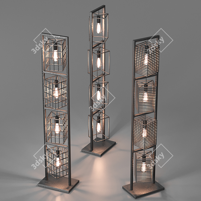 Industrial Loft Floor Lamp 3D model image 2