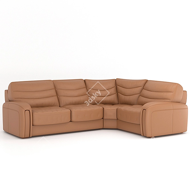 Frank Angular Leather Sofa 3D model image 1