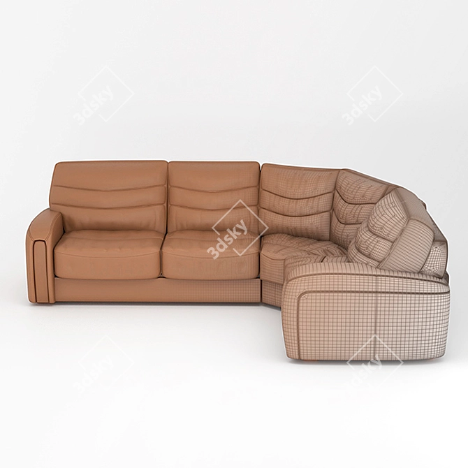 Frank Angular Leather Sofa 3D model image 2