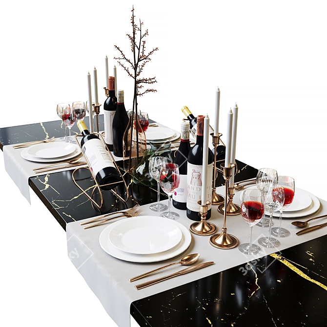 Elegant Tableware Set 3D model image 2