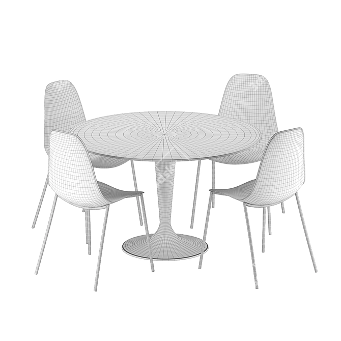 Sleek Black Dining Chair & Stone Tulip Table 3D model image 2