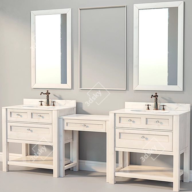 Modern 3D Washbasin Design 3D model image 1