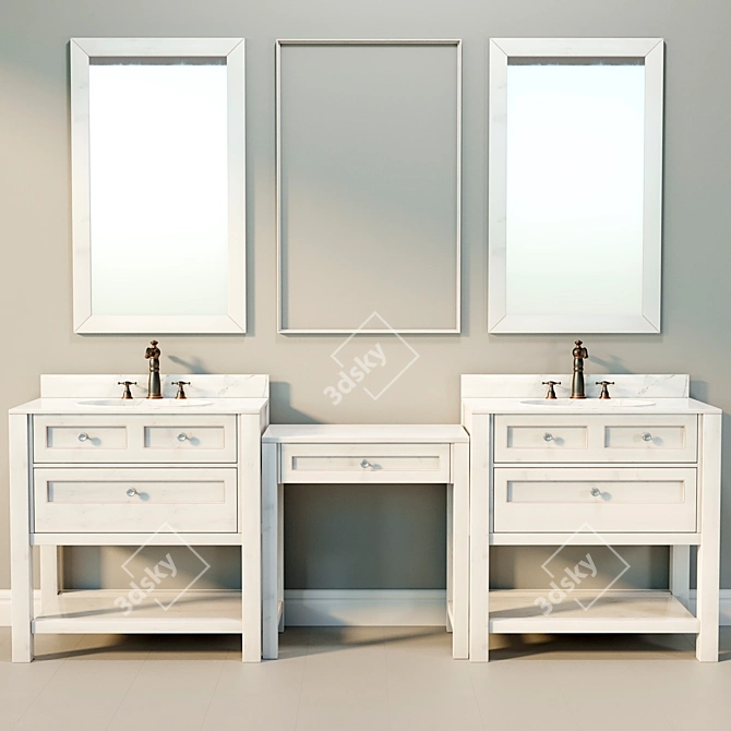 Modern 3D Washbasin Design 3D model image 2